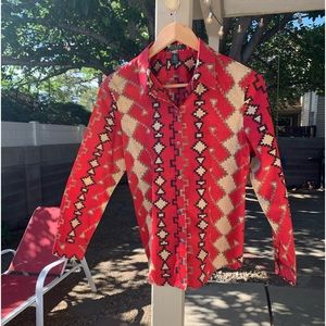 Lauren Ralph Lauren Petite green label Southwest button down shirt PL